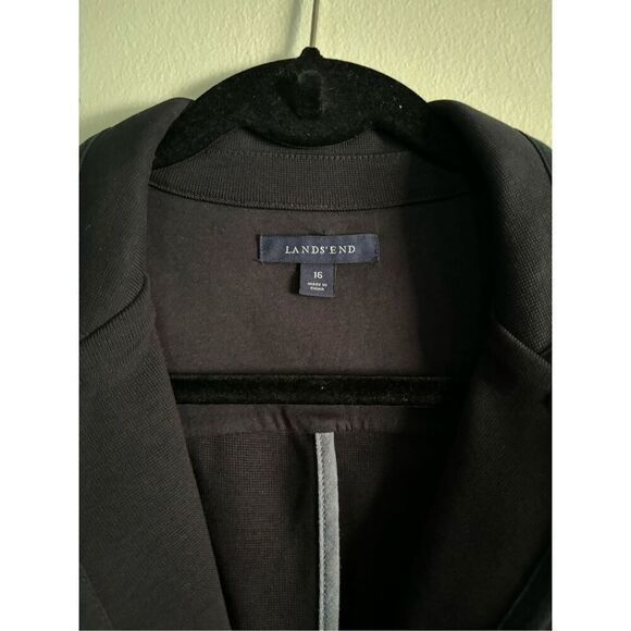 Lands End SZ 16 Women’s Black Cotton 2 Button Blazer Anchor Buttons Nautical - Picture 7 of 8